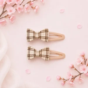 گیره مو پاپیون طرح چهارخونه