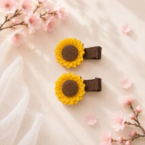 گیره مو طرح گل آفتابگردان پارچه ای